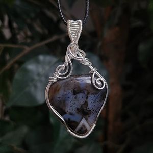Handmade Marine Agate Crystal Pendant